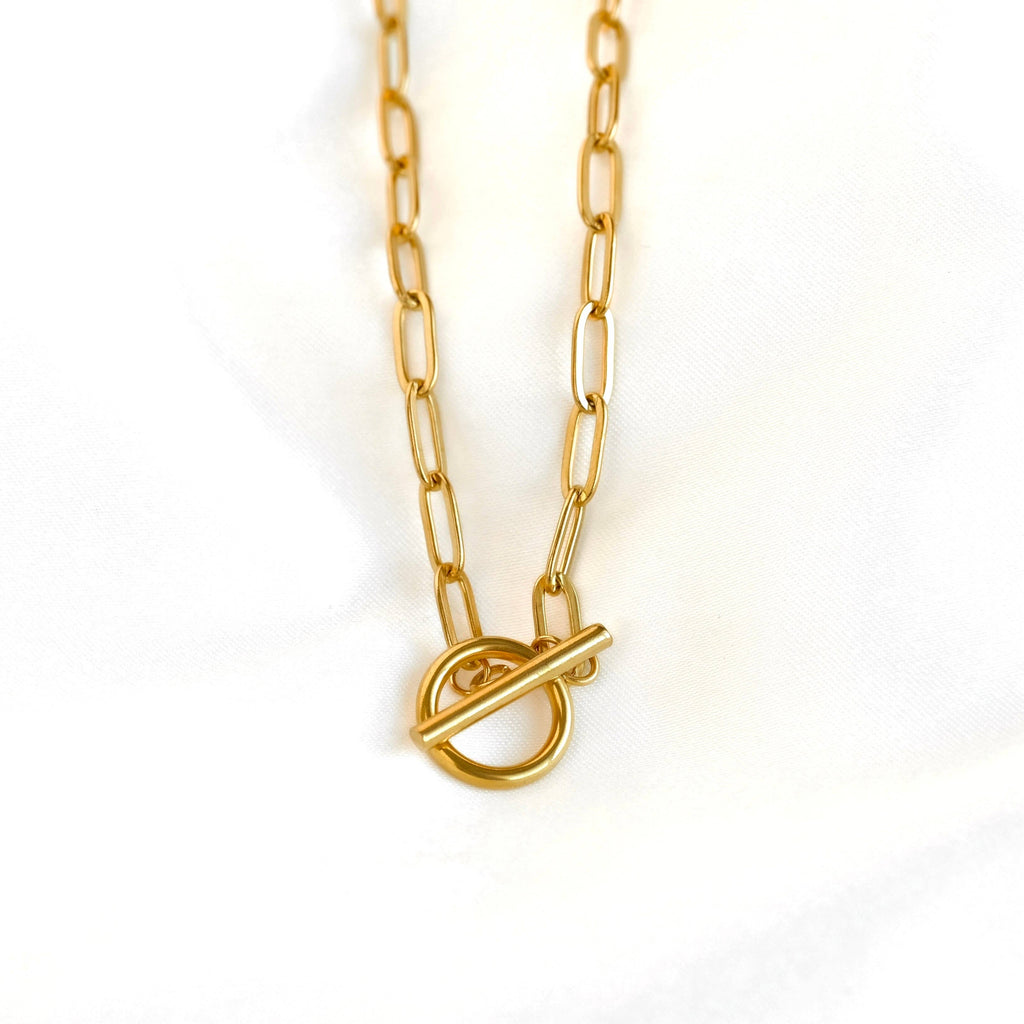 Paperclip Toggle Necklace - Dainty Link Chain Necklace