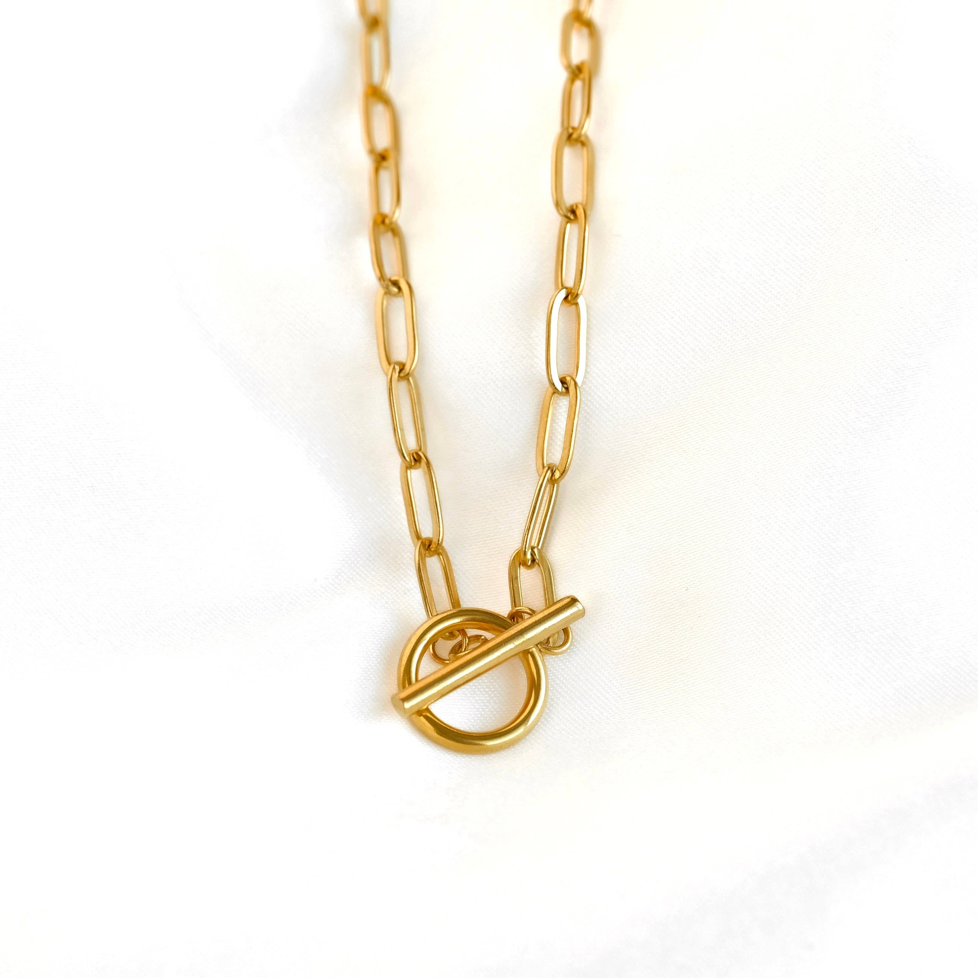 Paperclip Toggle Necklace - Dainty Link Chain Necklace