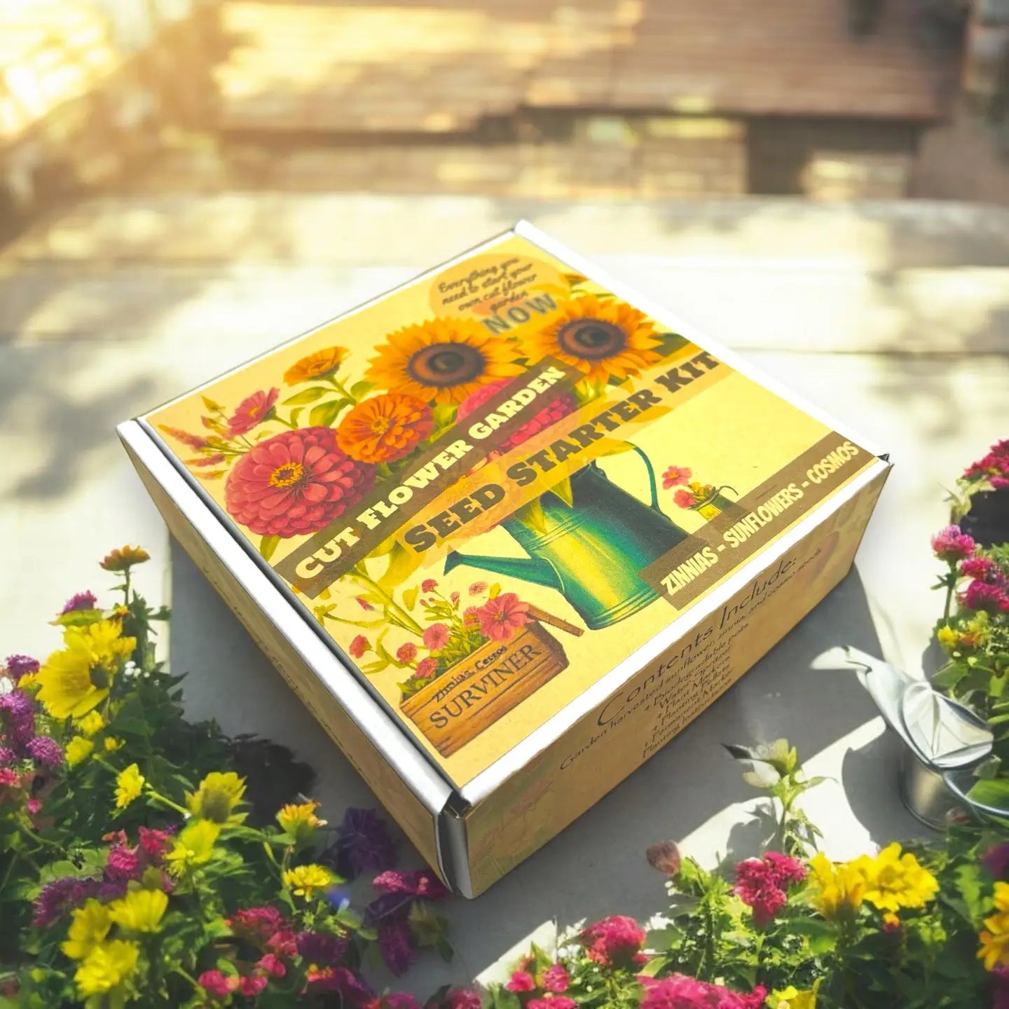 Cut Flower Garden Kit w/ Zinnia, Cosmo, and Sunflower Seeds