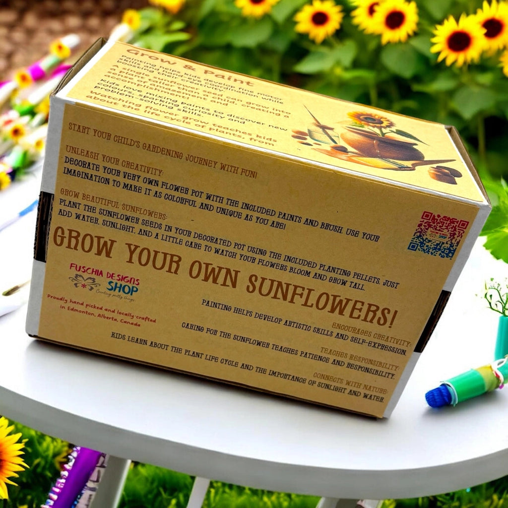 Paint, Plant & Grow Diy Kit with Clay Pot, Sunflower Seeds, Paint Brush, Paint, Soil