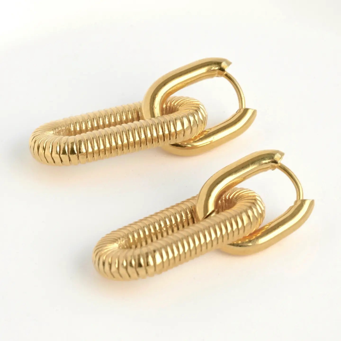 Gold Double Hoops - Waterproof Double Link Hoop Earrings