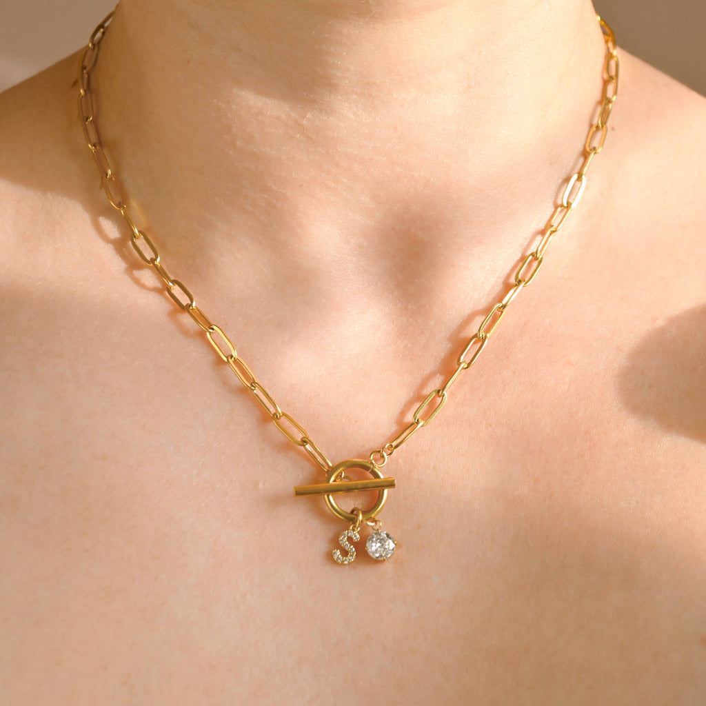 Paperclip Toggle Necklace - Dainty Link Chain Necklace