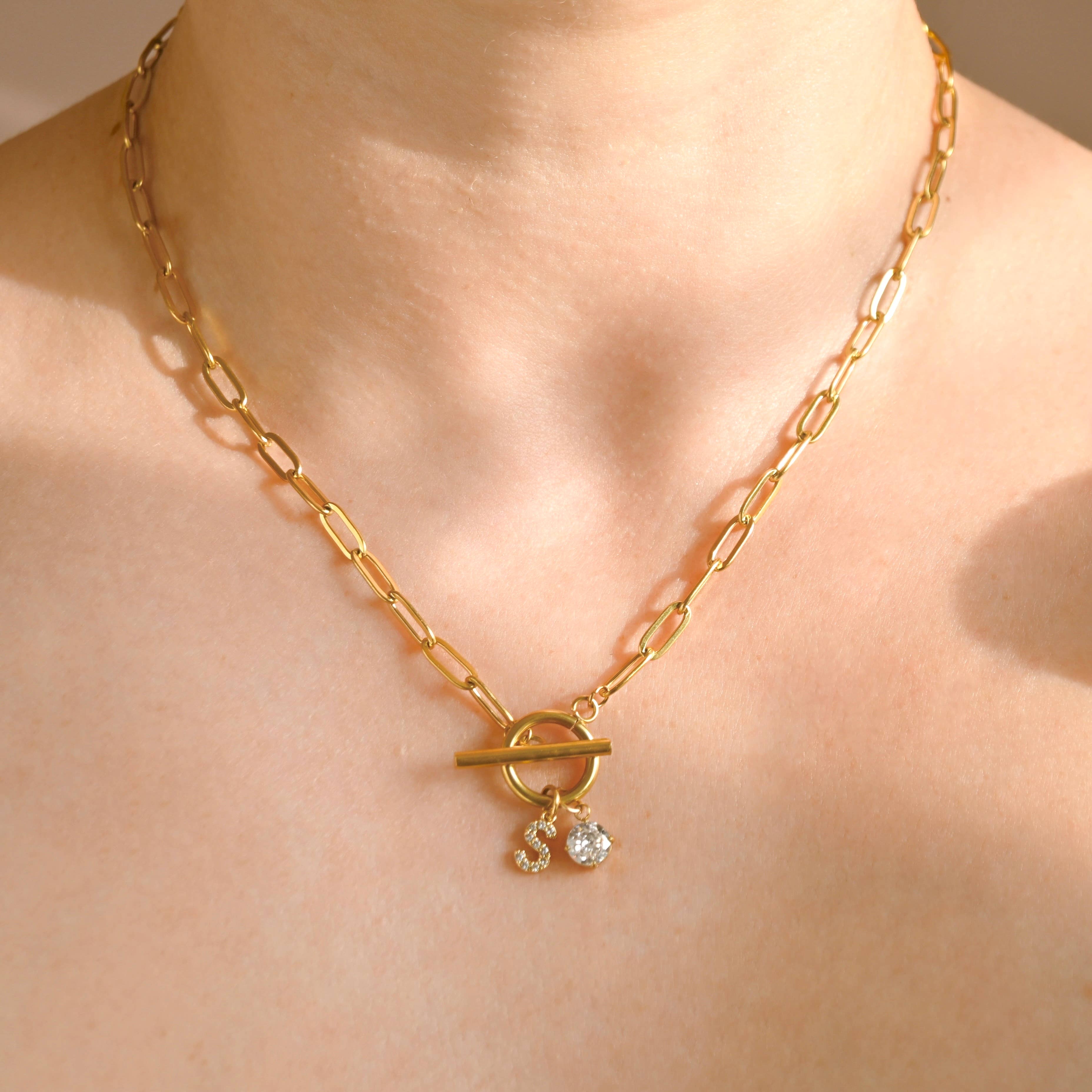 Paperclip Toggle Necklace - Dainty Link Chain Necklace