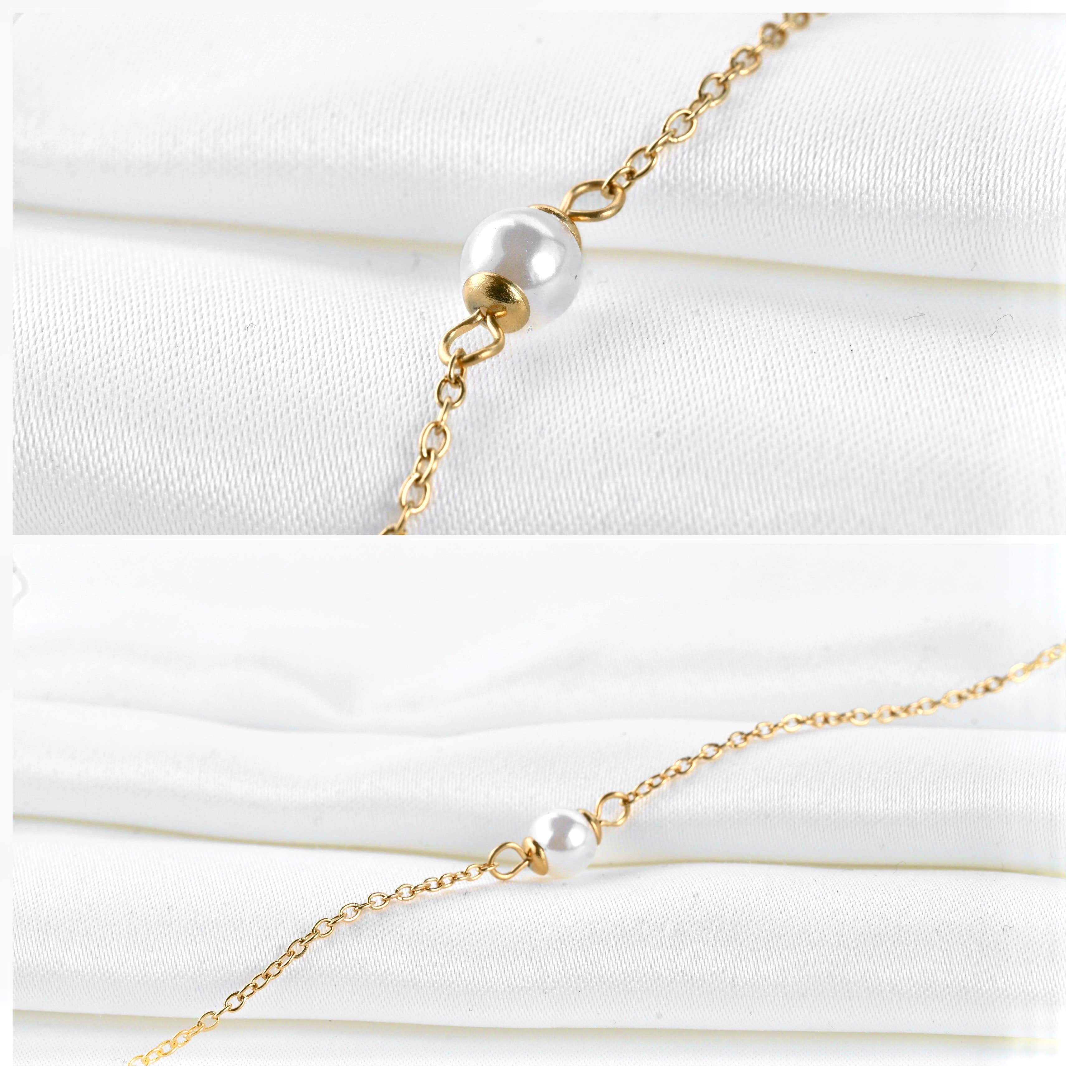 Dainty Pearl Bracelets - 18k Gold Pearl Chain Bracelets
