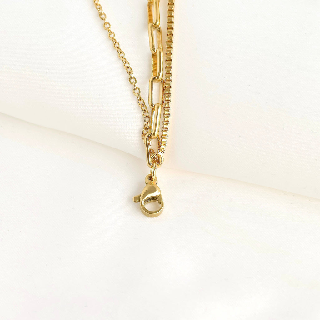 Waterproof Layered Necklace - Triple Strand Chain Necklace