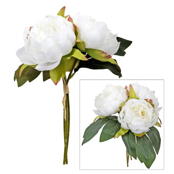 Artificial Peony Bouquet - White