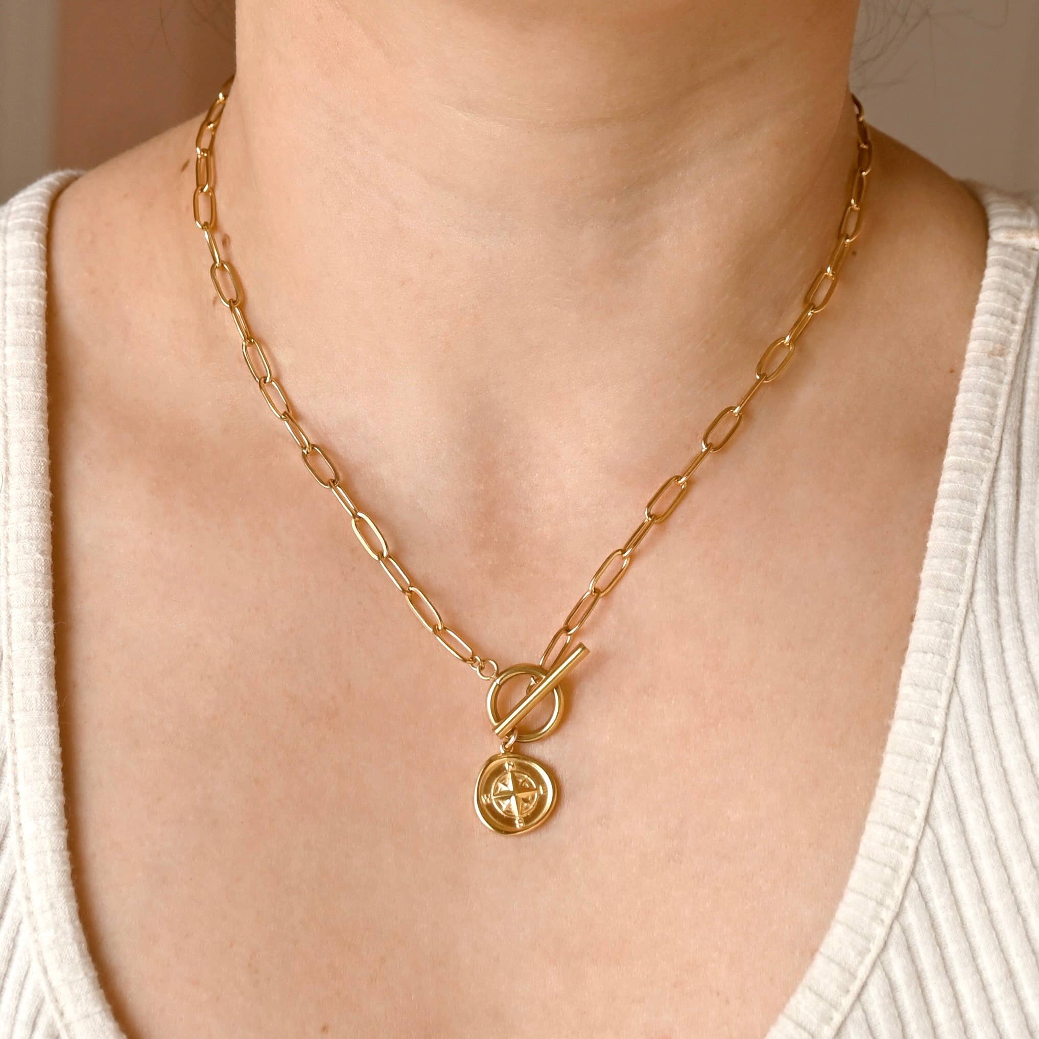 Paperclip Toggle Necklace - Dainty Link Chain Necklace