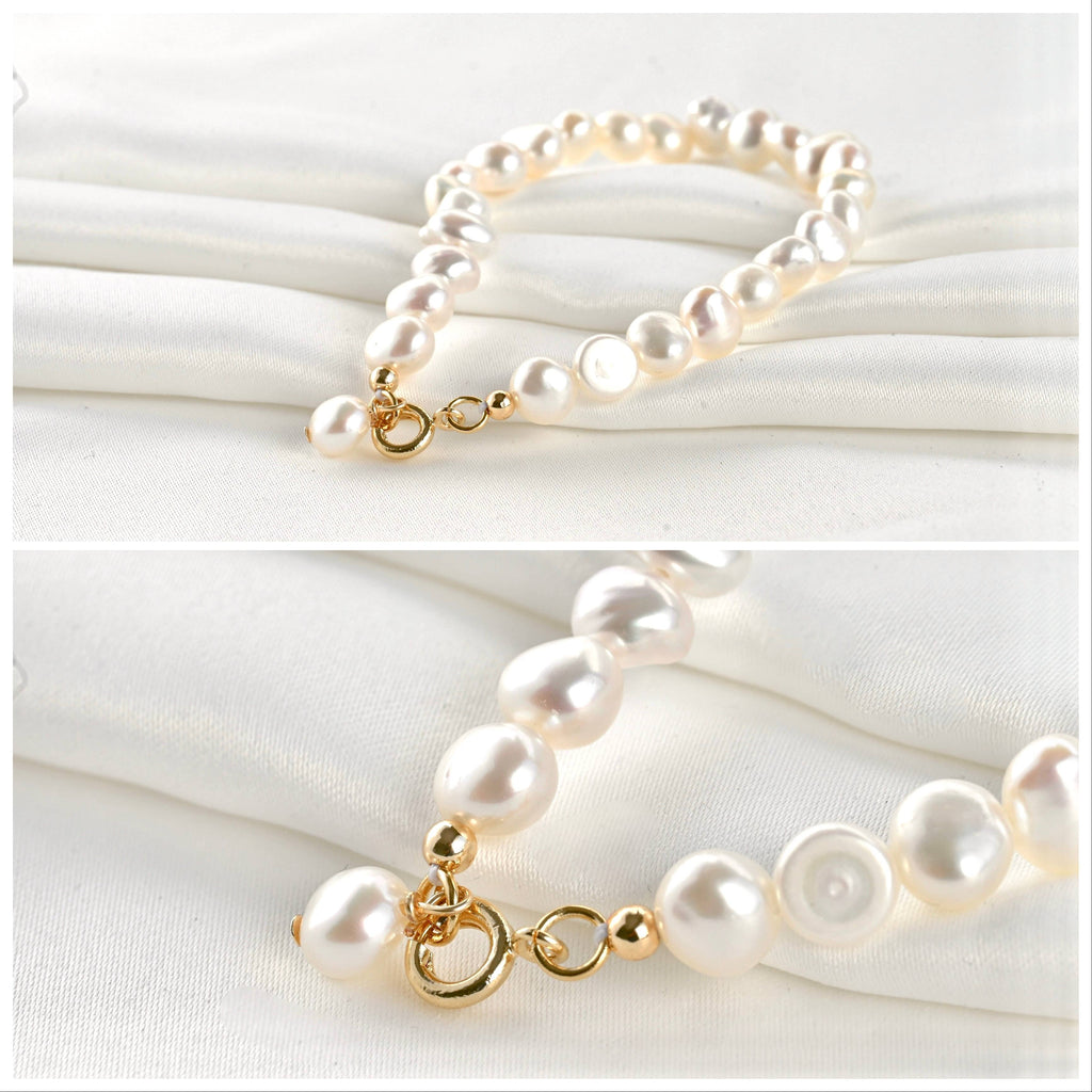 Dainty Pearl Bracelets - 18k Gold Pearl Chain Bracelets