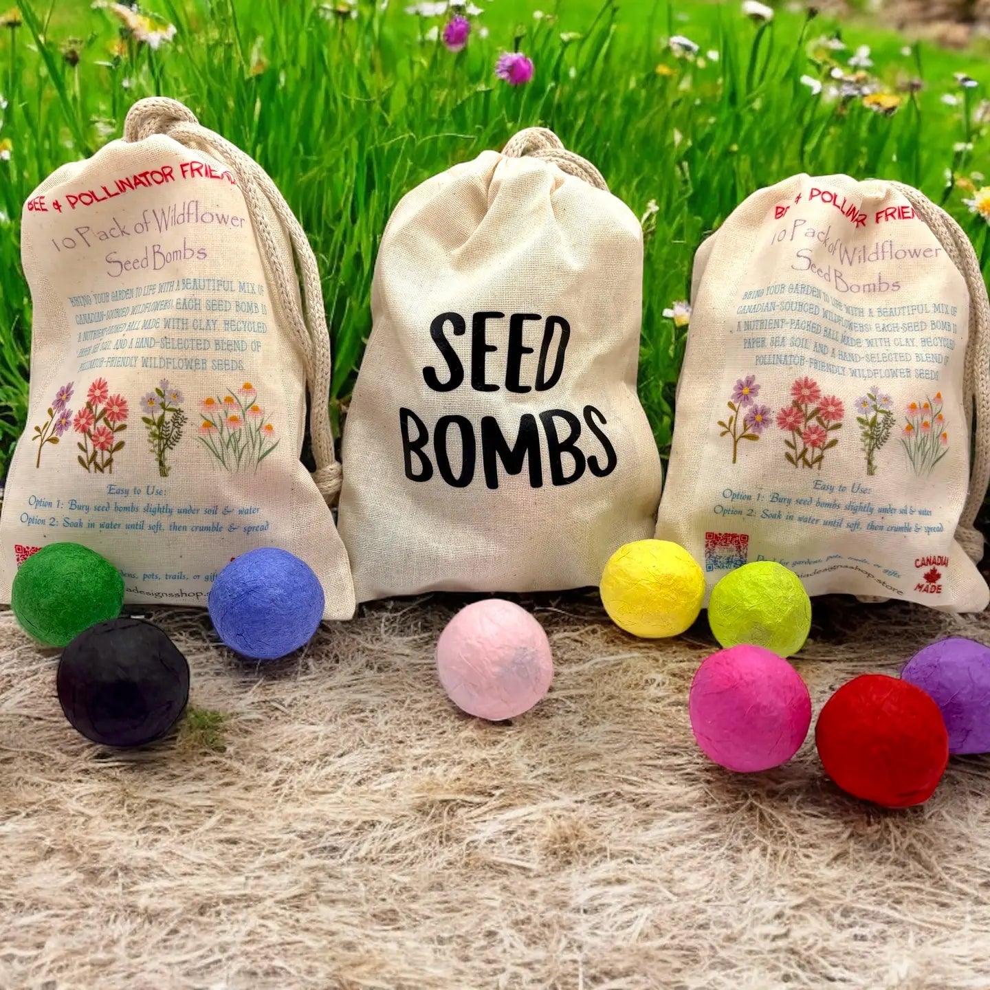 Seed Bombs - 10 Pack - Cotton Drawstring Bag
