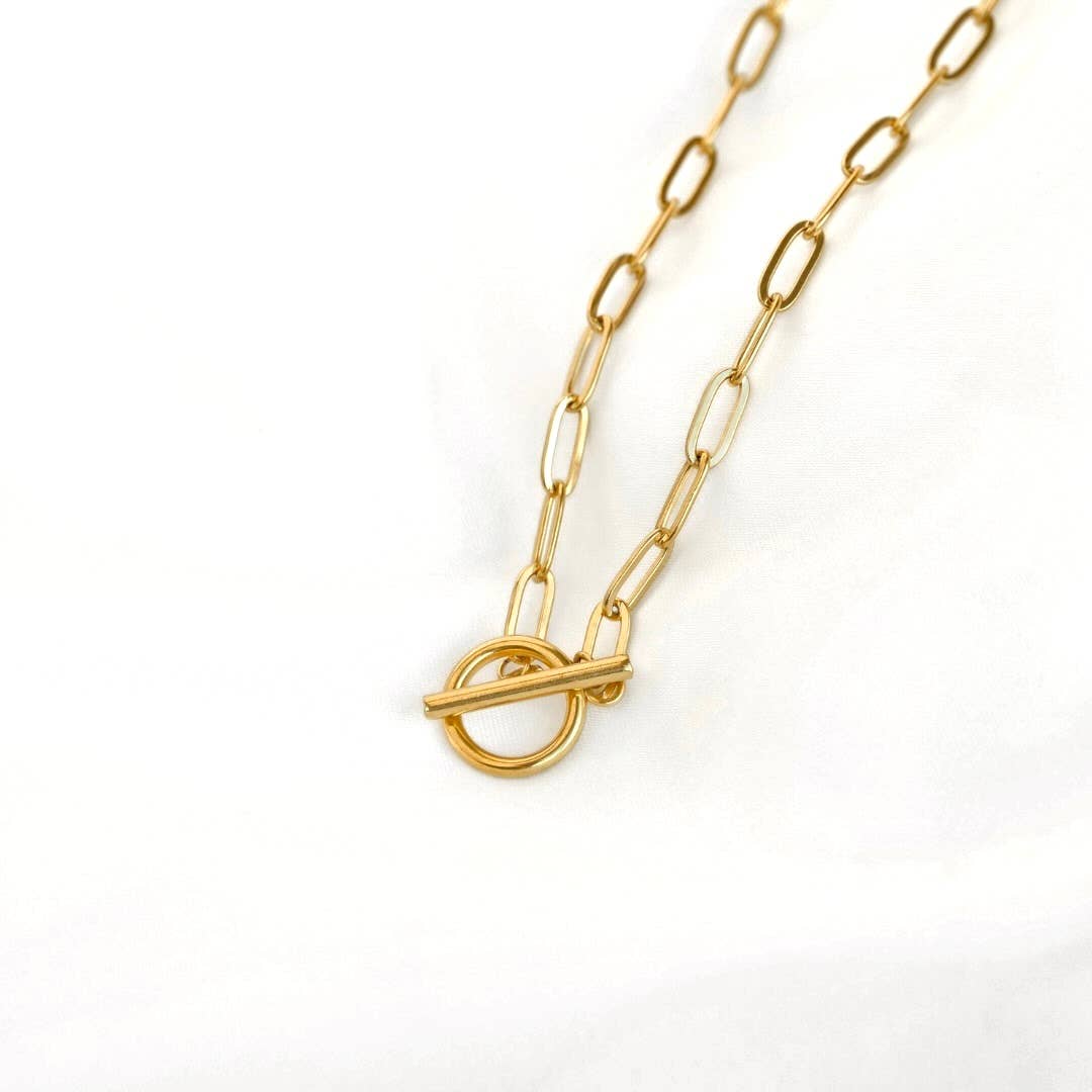 Paperclip Toggle Necklace - Dainty Link Chain Necklace