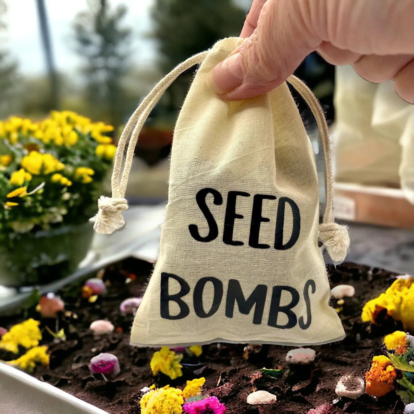 Seed Bombs - 10 Pack - Cotton Drawstring Bag