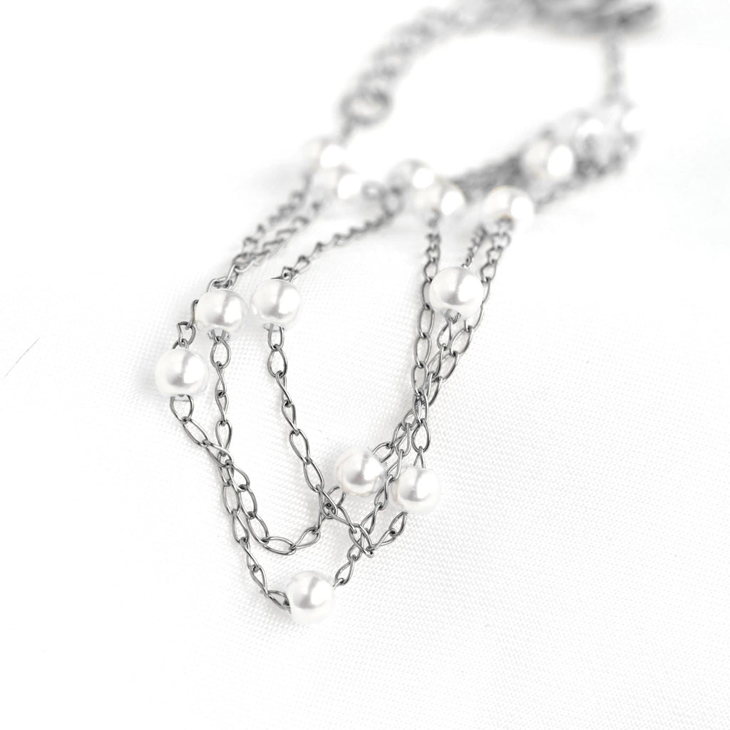 Dainty Pearl Station Necklace - Pearl Satellite Necklace