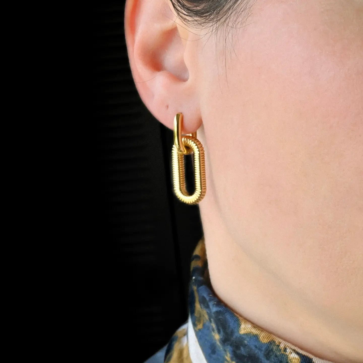 Gold Double Hoops - Waterproof Double Link Hoop Earrings