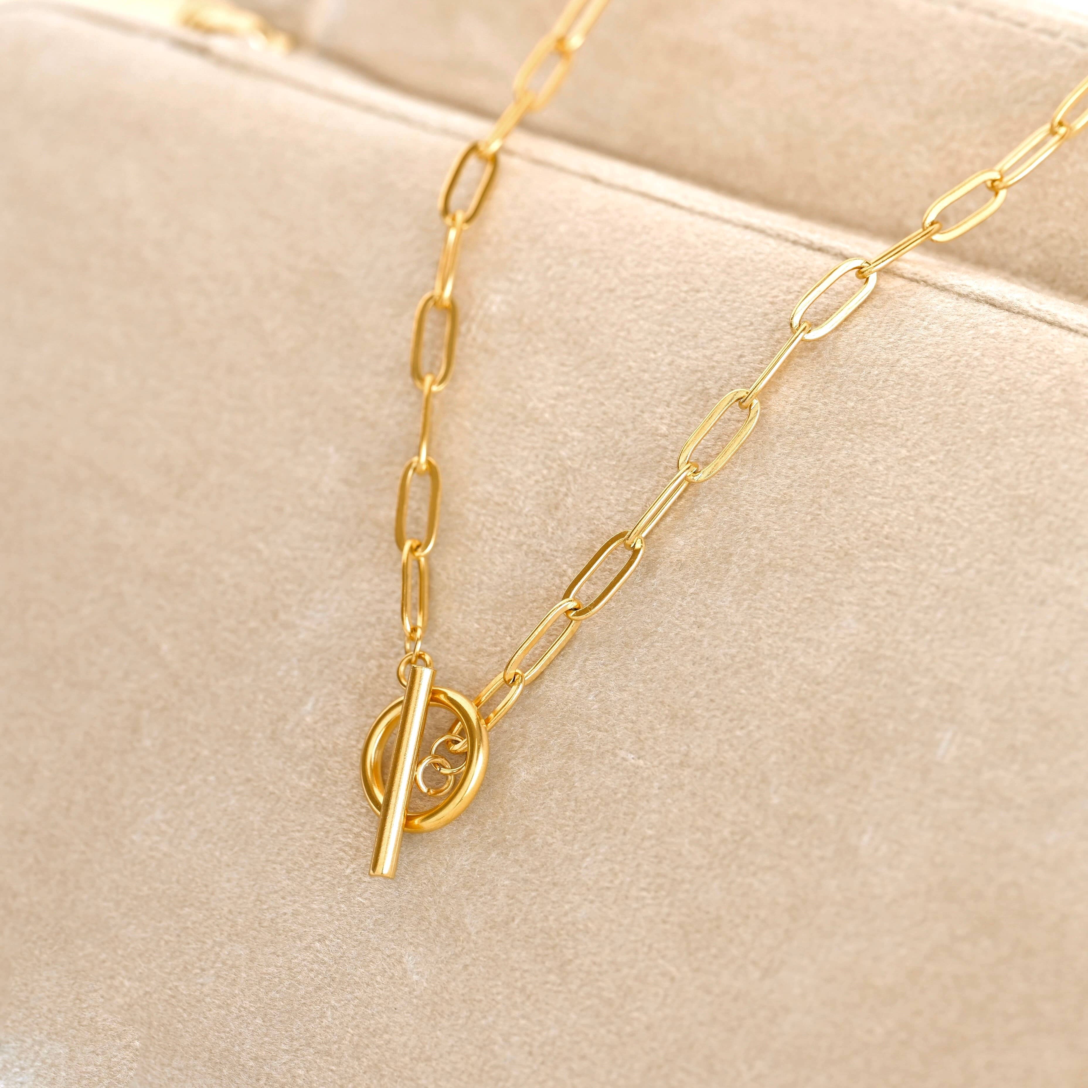 Paperclip Toggle Necklace - Dainty Link Chain Necklace