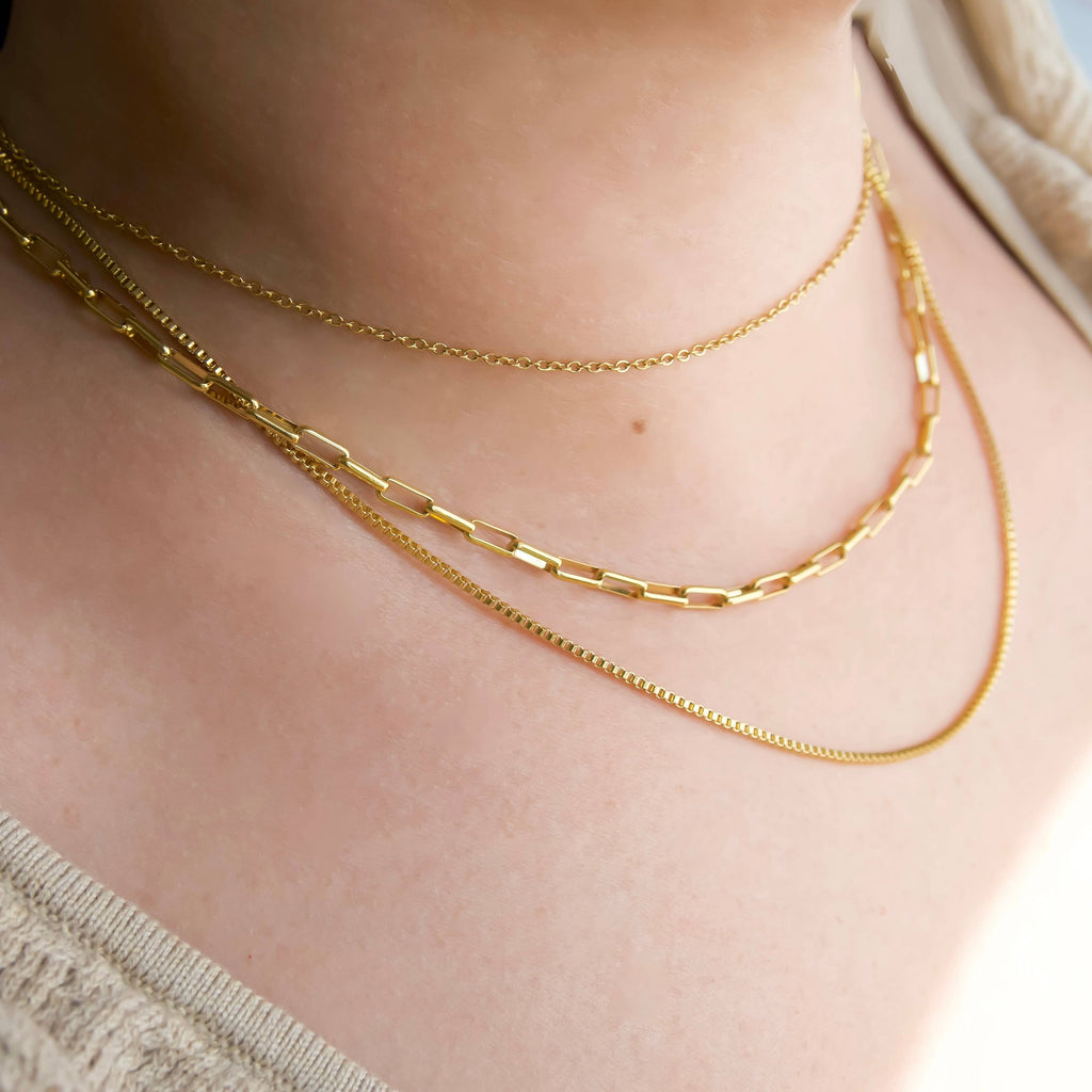 Waterproof Layered Necklace - Triple Strand Chain Necklace